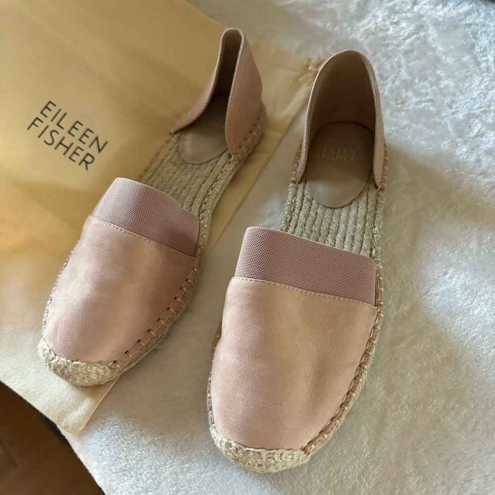 Eileen Fisher Womens Lady Nubuck Flats Slip On Espadrilles Shoes Blush Size 8.5M